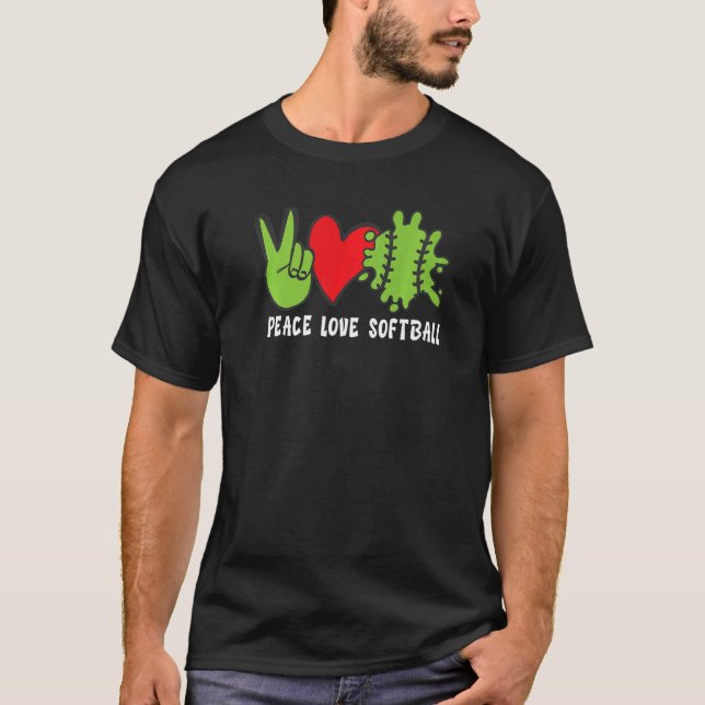 Camiseta Peace Love Softball   (Anverso)
