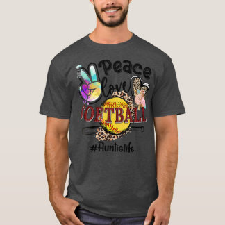 Camiseta Peace Love Softball Auntie Life Mom Grandma Leopar