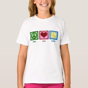 Camiseta Peace Love Softball Chicas Cute equipo
