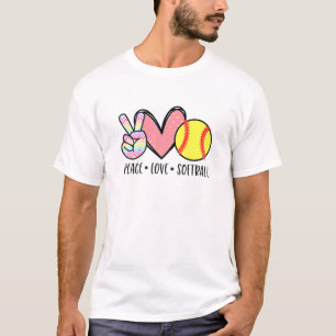 Camiseta Peace Love Softball Cute