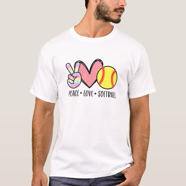 Camiseta Peace Love Softball Cute (Anverso)