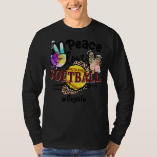Camiseta Peace Love Softball Gigi Life Mom Grandma Leopard