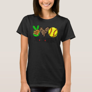Camiseta Peace Love Softball Leopard Softball