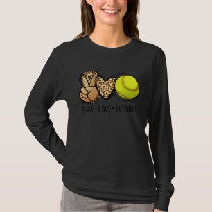 Camiseta Peace Love Softball Mom Leopard Print Mother's Day