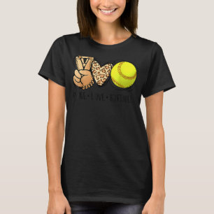 Camiseta Peace Love Softball Mom Leopard Print Mother's Day