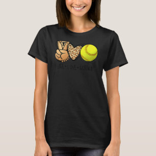 Camiseta Peace Love Softball Moms Leopard Print Da de la ma