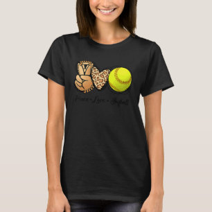 Camiseta Peace Love Softball Moms Leopard Print Da de la ma
