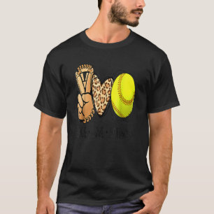 Camiseta Peace Love Softball Moms Leopard Print Da de la ma
