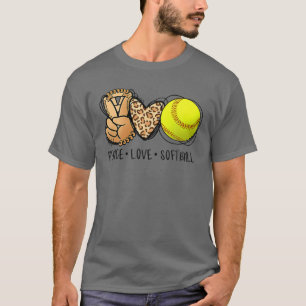 Camiseta Peace Love Softball Moms Leopard Print Da de la ma