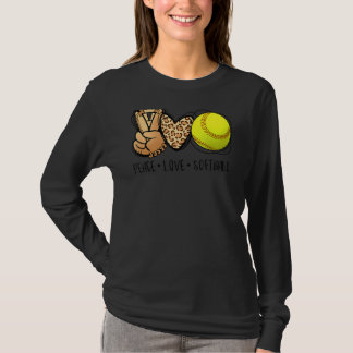 Camiseta Peace Love Softball Moms Leopard Print Da de la ma