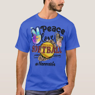 Camiseta Peace Love Softball Nanna Life Mom Grandma Leopard