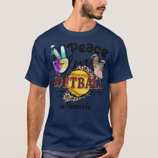 Camiseta Peace Love Softball Nene Life Mom Grandma Leopard 