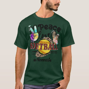 Camiseta Peace Love Softball Nonni Life Mom Grandma Leopard
