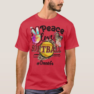 Camiseta Peace Love Softball Oma Life Mom Grandma Leopard 