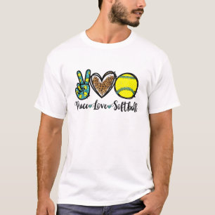 Camiseta Peace Love Softball Para Los Chicas Adolescentes C