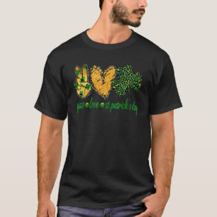 Camiseta Peace Love St Patrick S Day Leopard Shamrock C Gl