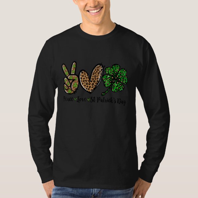 Camiseta Peace Love St Patrick S Day Lucky C Boys Chicas Ki (Anverso)