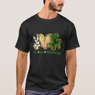 Camiseta Peace Love St Patrick'S Day Mujeres Chicas Leopard