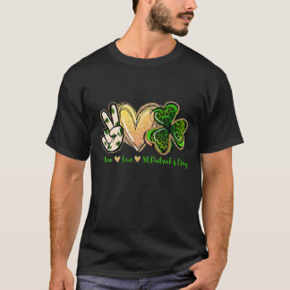 Camiseta Peace Love St Patrick'S Day Mujeres Chicas Leopard
