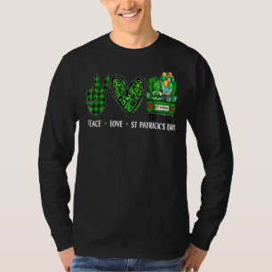 Camiseta Peace Love St Patrys Day Irish Lucky C Shamrock