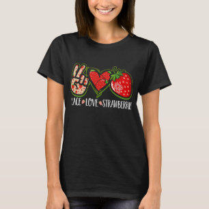 Camiseta Peace Love Strawberries Fruit Berries Cute Strawbe