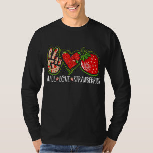 Camiseta Peace Love Strawberries Fruit Berries Cute Strawbe