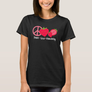Camiseta Peace Love Strawberry Berries Berry Strawberries