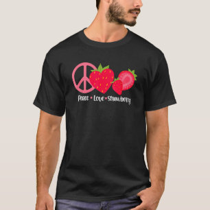 Camiseta Peace Love Strawberry Berries Berry Strawberries