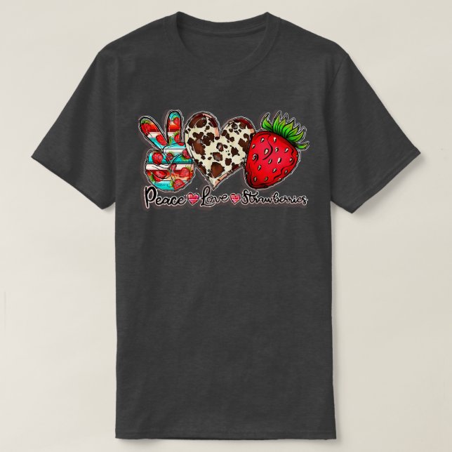Camiseta Peace Love Strawberry Fruit Farmer Sweet Strawberr (Diseño del anverso)