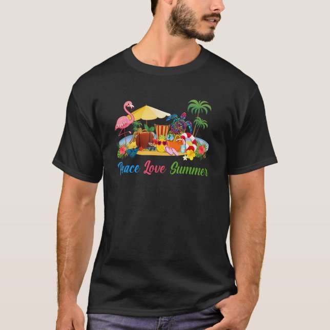 Camiseta Peace Love Summer Beach Turtle Tropical Vacation T (Anverso)