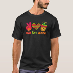 Camiseta Peace Love Summer Guay Groovy Retro Hippie Pineapp