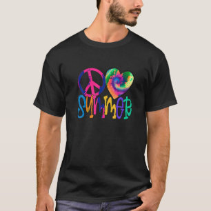 Camiseta Peace Love Summer Vibes Beach Vacay Summertime Dye