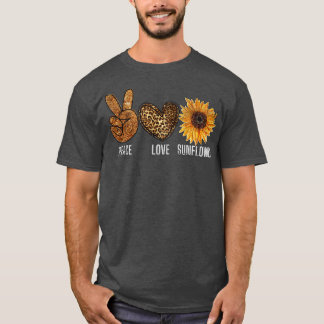 Camiseta Peace Love Sunflower 70 Hippie Sunshine Peace Sig