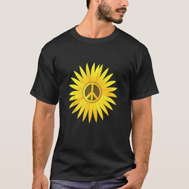 Camiseta Peace Love Sunflower Cute Sun Helianthus (Anverso)