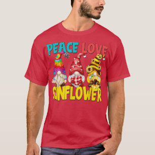 Camiseta Peace Love Sunflower Gnomis For Women Funny Garden