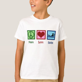 Camiseta Peace Love Swim Cute Nadando Niños