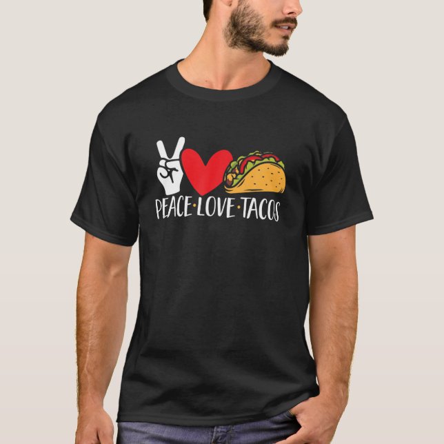 Camiseta Peace Love Tacos Hippie Taco Fiesta Cinco D (Anverso)