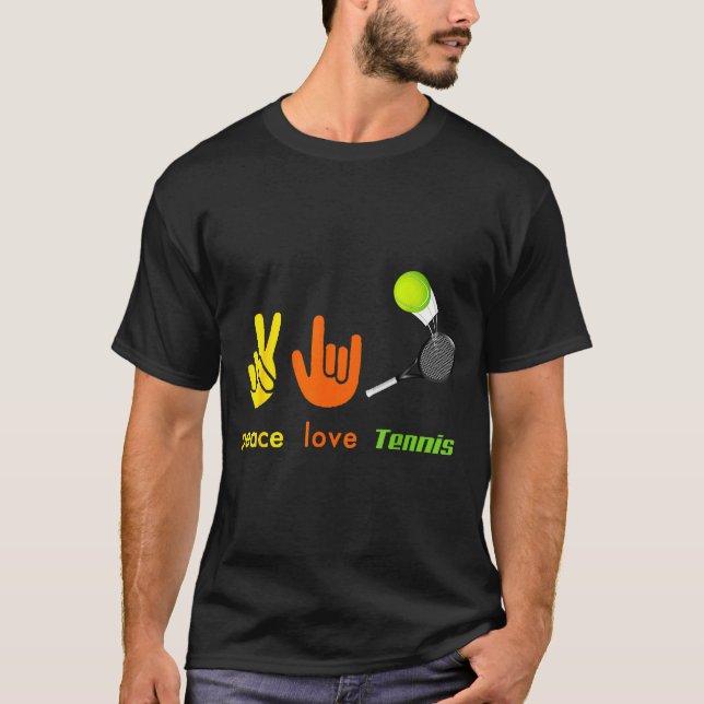 Camiseta Peace Love Tennis Funny Tennis Lovers Hand Sign De (Anverso)