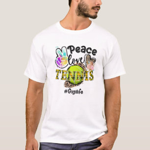 Camiseta Peace Love Tennis Gigi Life Mom Grandma Leopard