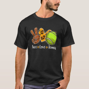 Camiseta Peace Love Tennis Leopard Print Cheetah Pattern