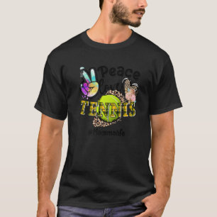 Camiseta Peace Love Tennis Momma Life Mom Grandma Leopard