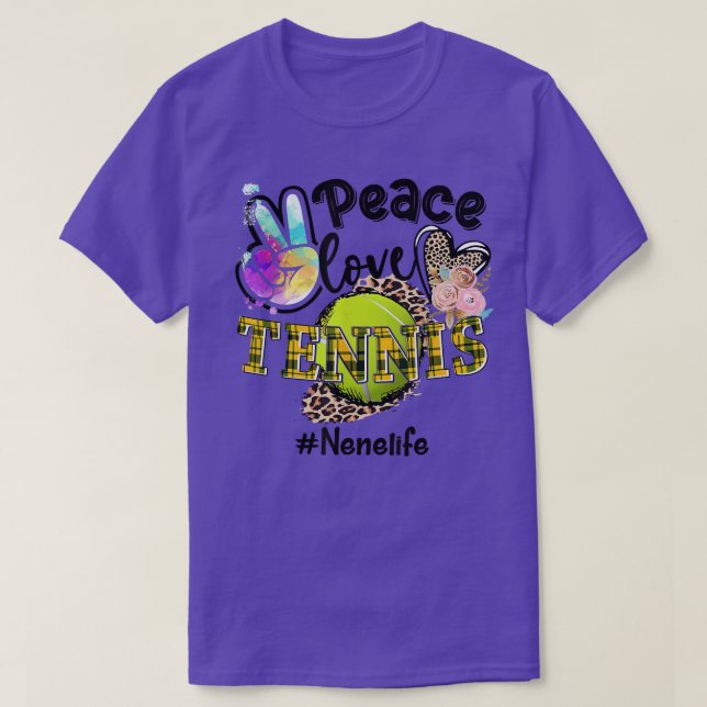 Camiseta Peace Love Tennis Nene Life Mom Grandma Leopard  (Diseño del anverso)