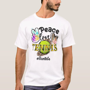 Camiseta Peace Love Tennis Tía Life Mom Grandma Leopard