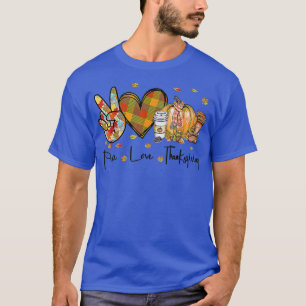 Camiseta Peace Love Thanksgiving Autumn Season Pumpkin Coff