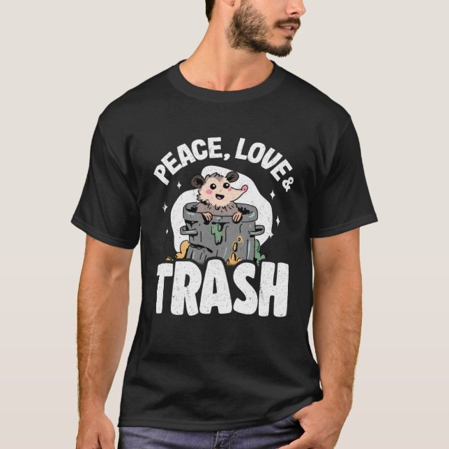 Camiseta Peace, Love & Trash Funny Opossum Meme Possum 1 (Anverso)