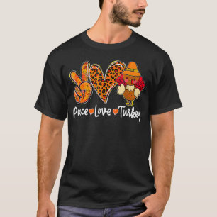 Camiseta Peace Love Turkey Fall Vibes Spookong Season Thank