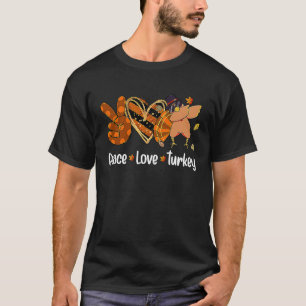 Camiseta Peace Love Turkey Leopard Heart Happy Thankending