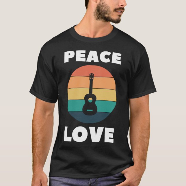 Camiseta Peace Love Ukulele Peace Love Uke Player Retro (Anverso)