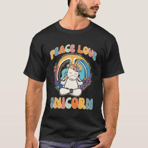 Camiseta Peace Love Unicorn Híppie Hippie Yoga Meditación H