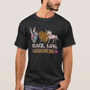 Camiseta Peace Love Unicornio Leopard Lover Animal Women Gi